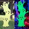 Halloween Yard Stake, 38.6" Glow in The Dark Metal Stacked Ghost with Green